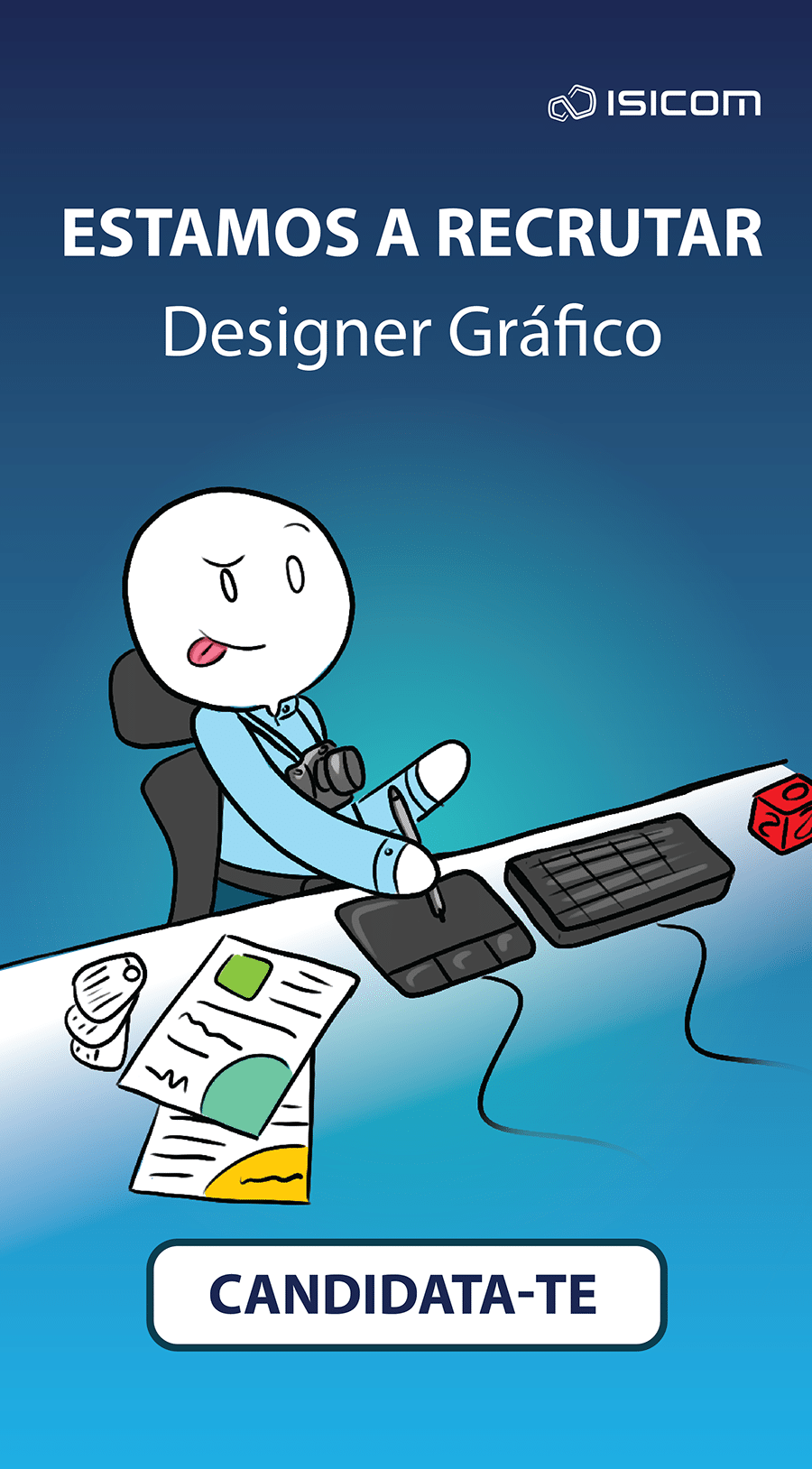 Ilustração gráfica para anúncio de Designer Gráfico